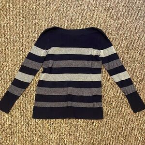 Boat neck navy striped sweater